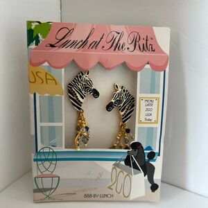Lunch at The Ritz Zebra Earrings